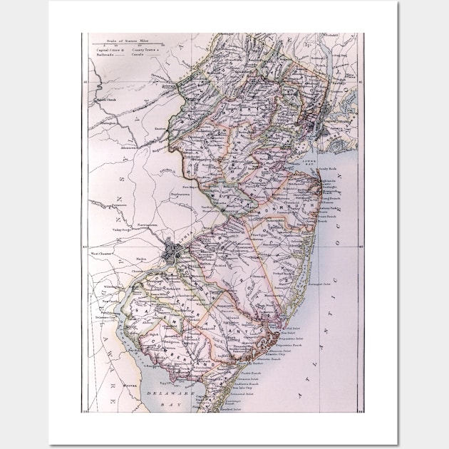 Vintage Map of New Jersey Wall Art by Bravuramedia